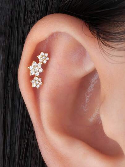 1 pezzo Orecchini a fiore per cartilagine da donna, con zirconia cubica scintillante per orecchini a perno da donna, orecchini a perno alla moda per piercing multipli come eliche, trago e daith, gioielli per donne