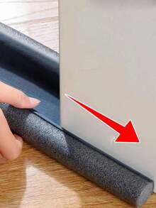 1pc 93cm Segmented Grey Leather Door & Window Gap Sealing Strip, Anti-Dust Anti-Wind Soundproof Seal, Household Helper - Multicolor - View 5