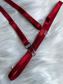 Transparent Embroidered Lace Lingerie Set With Ruffle Trim, Elegant & Sexy - Red - View 11