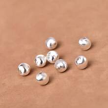5pcs S925 Sterling Silver Handmade Brushed Cat Eye Round Beads, DIY Jewelry Accessories For Necklaces, Bracelets, Spacers & Loose Beads - S925 Sterling Silver - View 1
