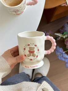 1个可爱小熊陶瓷马克杯，吸睛心形设计，家居装饰杯，生日礼物咖啡杯，返校季礼物 - 彩色 - 查看 5