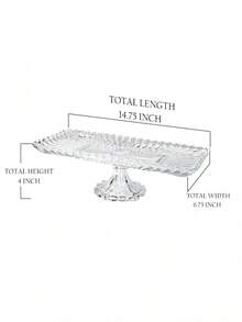 Rectangle Glass Dessert Tray, Clear - 1 - View 2