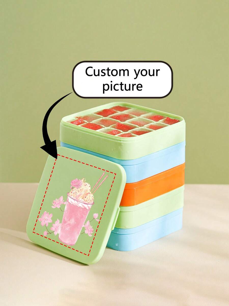 1pc/5pcs One-Click Easy Press Ice Tray, Material, Easy Ice Making Machine, Multiple Colors Available, Single Layer With Lid, Efficient Ice Preservation, Easy Removal Ice Mold Storage Box, Personalized, Unique Ideal Gift For Him, Her, Boyfriend, Girlfriend, Mom, Dad, Family, Friends, Anniversary, Valentine's Day, Mother's Day, Birthday, Father's Day, Graduation, Wedding, Decorate Living Room, Bedroom, Tea Room, Home, Dining Room, Office, School - Multicolor - View 1