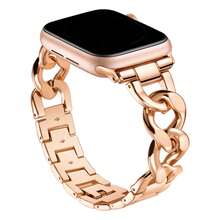 Metal Band Bracelet Compatible With Apple Watch Series S10 9 8 SE 7 6 5 4 3 2 1 Ultra 2 1, I Watch Bands For Women Men, Chain Design Adjustable Bands For Apple Watch 38mm 40mm 41mm 42mm 44mm 45mm 46mm 49mm - Gold - View 13