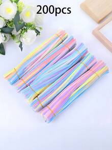 400/100pcs Bulk Pack DIY Pipe Cleaners, Macaron Colors, Random Mixed Including Densely Chenille Stems, Fluffy Rods, Craft Pipe Cleaners, Pipe Cleaner Craft Art & Craft Decor Chenille Stems, Christmas Gift Random Color Chenille Stems, DIY Craft Pipe Cleaners For Bouquets, Headbands, Bracelets, Vibrant Colors And Thickened, Suitable For Valentine's Day, Birthday, Party Gifts - Twister - View 18