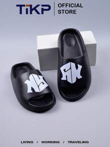 Chanclas casuales para hombres de EVA, diapositivas cómodas y duraderas con estampado de moda, aptas para interiores/exteriores, playas, duchas - Patrón geométrico