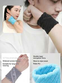 1pc AOLIKES Sports Wrist Support Breathable Sweat-Absorbent Basketball Wrist Brace Wrap For Running, Badminton, Fitness Gym Gym Wristbands Accessories - Multicolor - View 6