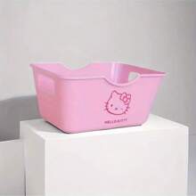 Sanrio 1 pièce Panier de rangement en plastique hello kitty de Sanrio, parfait pour organiser des articles de papeterie mignons, du ruban, des cosmétiques et des fournitures de salle de bain. Convient pour une utilisation sur le bureau. Idéal pour les cadeaux de stockage à la maison, anniversaire, remise de diplôme