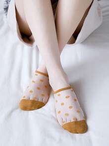 5 双波尔卡圆点可爱休闲涤纶短款短袜，夏季 - 彩色 - 查看 3