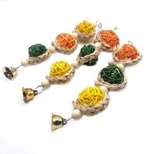 3pcs Natural Hand-Made Rattan Ball String Bird Toy Parrot Toy Suitable For Birds To Relax From High Grinding Toy Basaltic Turtle Turtle Spring And Summer Attraction Toy Bird Cage Decoration Clean Bird Teeth Can Be Easy To Install DIY Bird Toy Long-Term Use Color Random