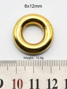 1 pieza de gran calibre Clicker de septum de 10 mm a 2 mm 12G, redondo, liso, de acero inoxidable 316L, pendientes únicos con bisagra, aro de segmento de septum perforado grande, joyería corporal punk para expansión de orejas