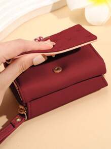 Women Short Wallet With Heart Embroidery, Large Capacity & Multi-Card Slots For Credit Cards, ID, Cash, Casual Three-Fold Snap Closure Coin Purse, Suitable For Daily Use, Mother's Day, Birthday, Anniversary Gift