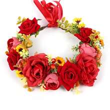 Vintage Floral Wreath Hair Accessories, Faux Rose Flower Crown Headpiece For Girls, Suitable For Bride, Festival, Holiday, Christmas, Valentine's Day, Photography Props, Wedding, Hawaiian Outfit For Women, Party, Christmas Jewelry For Women