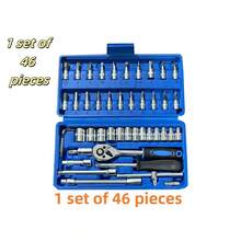 46pcs Multi-Function Car Repair Tool Kit, Ratchet Wrench Set Includes Sockets, 1/4" Drive, Chrome Vanadium Steel Extensions, Suitable For Car Maintenance And Household Use - Steel Structure - Multicolor - View 11