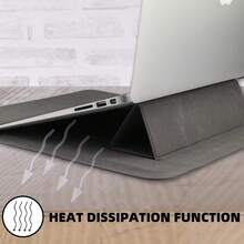 Leather Laptop Sleeve With Stand, Ergonomic Protective Water-Resistant Slim Cover, Solid Pattern 13.3 Inch - Dark Gray - View 4