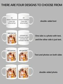 1pc Custom Image Mug, Custom Design Mug, Custom Text Mug, Personalized Photo Mug, Personalized Coffee Mug, Custom Family Mug, Make Your Own Mug, Custom Coffee Mug, Mother's Day Gift, Father's Day Gift, Valentine's Day Gift, Anniversary Gift, For Weddings, For Housewarming Dining Room, Living Room, Bedroom, Office, Tea Room, Home, School, Multi-Functional, High-Quality, Colorful, Modern, Custom, Personalized, Unique, Ideal Gifts For Her, Boyfriend, Dad, Girlfriend, Mom, Family, Friends, Customized Mugs,Xmas Decoration,Home Room Decor Gifts - Multicolor - View 5