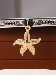1pc Fashion Creative Beautiful Starfish Ocean Style Phone Dust Plug, / Android System Type-C Charging Port Dust Plug - Gold - View 7