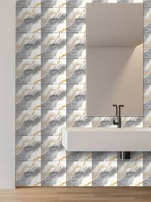 10 pegatinas adhesivas de vinilo de Salpicadero de PVC de mármol artificial autoadhesivo, pegatinas de pared autoadhesivas de corte DIY, resistentes al calor para salpicaderos de azulejos en paredes de baño y cocina, cocina, chimenea, lavadero, paredes de caravana, a prueba de agua, también para sala de estar, dormitorio y pared posterior de TV (5.9/7.87/11.8/15.7/11.4 X 22.4 pulgadas)