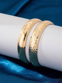 2pcs Embossed Fashion Bracelet Set, Suitable For Women, Daily Wear, Parties And Gatherings - 2 Bracelets - View 6