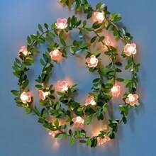 1 Peça Luz de Fada em Corda com Flores de Cerejeira e Folhas Verdes, Adequada para Casamentos, Noivados, Festas de Aniversário, Eventos de Feriados, Decoração de Jardim Externo