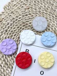 6pcs Round Shaped Silicone Suction Phone Holder Rings, Retractable Foldable Cute Portable Multi-Function Phone Stand - Multicolor - View 6