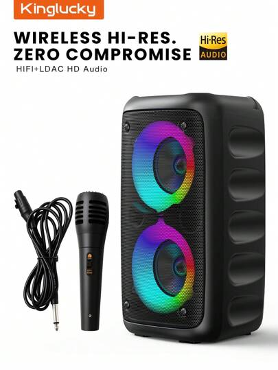 Kinglucky Wireless Speaker, Large Speaker, Stereo Speaker, Subwoofer, Outdoor Wireless Speaker, Portable Speaker, Bluetooth Speaker, Party Disco Light, TWS, AUX, MIC