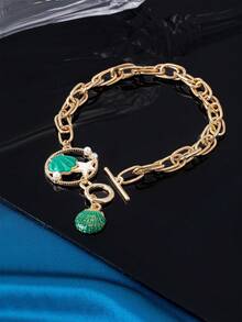 1pc Fashion Shell & Starfish Faux Pearl Decor Anklet, Elegant Holiday Beach Party Jewelry Gift For Women