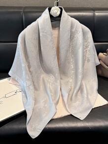 1 pièce écharpe carrée élégante à imprimé floral métallique brillante, foulard de tête pour femmes, châle pour toutes les occasions