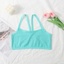 4-Pack Solid Color Girls Seamless Bras, Comfortable And Breathable Sports Bras With Cross Shoulder Straps, Cute And Fashionable Training Bras, Suitable For Teenagers And Students A 7-16 Years Old - Mixed Color(4pcs) - 查看 6