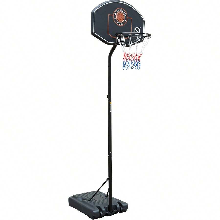 Youth Height Adjustable Basketball Hoop, Free Standing Portable Basketball Stand With Height Adjustable From 1.9-2.6m - Black - View 1