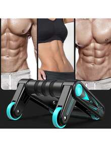 2pcs Foldable Multi-Function Double Wheels Fitness Abdominal Muscle Wheel Ab Roller Wheel Equipment Home Gym - Blue - View 3