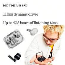 Ear (A) 黑色蓝牙耳塞，标志性 Nothing 设计，45 DB 主动降噪，强大的动态 11 毫米驱动器，采用 LDAC 的新一代音效，低音增强算法，聆听时间长达 42.5 小时 - 黑色 - 查看 6