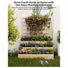 3-Tier Wooden Raised Garden Bed – Vertical Planter Box With Trellis & Ventilated Base For Climbing Plants, Flowers, Herbs & Vegetables – Outdoor Elevated Planter For Patio, Yard Or Lawn - 黃色 - 查看 6
