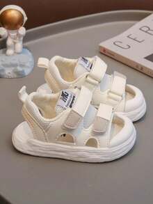 新款时尚儿童平底凉鞋，女童运动宝宝凉鞋，柔软防滑鞋底，舒适夏季沙滩凉鞋 - 白色 - 查看 2