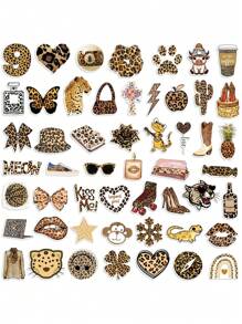 50 pezzi Adesivi vintage vintage a tema leopardato e graffiti, stile moda vintage, in materiale PVC impermeabile, adatti per decorazioni di caschi, auto, feste, etichette, adesivi autoadesivi, utilizzabili per scrapbooking, computer portatile, bagagli, chitarra, bottiglie d acqua, cover per telefono, decorazioni moda urbana giovanile, per il ritorno a scuola, stagione di laurea