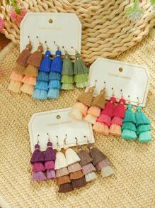 TopHanqi Set de 12 pendientes con flecos bohemios para mujer, pendientes colgantes de múltiples capas para playa, vacaciones, viajes, uso diario, fiestas, regalos, versátil