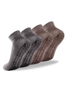 2 Pairs Deefly Women Anti-Slip Ankle Socks, Solid Color Suitable For Home, Hospital, Pregnant Women, Fitness, Pilates, Yoga