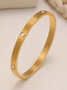 Ensemble de bracelets de bijoux pour femmes en acier inoxydable avec fleurs en zircone, style rétro élégant, convient pour un port quotidien