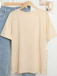 Teen Girl Fish Can Print Graphic Short Sleeve Tee Summer Vacation - Apricot - View 3