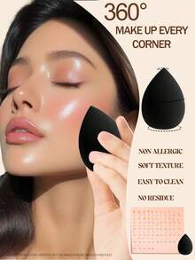 40件套美妆工具套装，粉底霜晕染海绵，专业美妆工具，美妆海绵美妆蛋，包含：16个美妆海绵，16个天鹅绒三角粉扑，8个气垫粉扑，适用于面部遮瑕膏、粉底霜等，价格实惠，可用于房间装饰、梳妆台、旅行、卧室等场合，是化妆的理想之选。关键词：粉扑、美妆蛋、散粉扑、化妆海绵、价格实惠、圣诞礼物、化妆品、化妆工具、便宜好物、礼物、女士礼物、圣诞礼物 - 黑色 - 查看 8