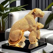 1 Stück Harz Mutter-und-Junges Leoparden Statue, luxuriöse Heimdekoration Figur, kreative verbundene Familie Skulptur, für den Schreibtisch, Tischdekoration, ideal für verschiedene Raumtypen, ohne Strombedarf, als Geschenk zu Weihnachten, Valentinstag, Muttertag, Abschluss, Juneteenth
