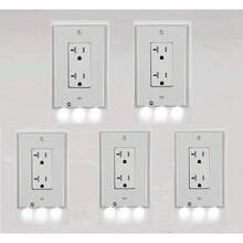 Outlet Cover With Built-In LED Night Light - 2 Styles - 5-Pack Decor (Squared) - View 1