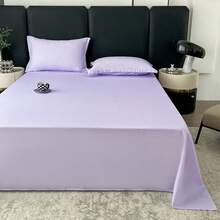1pc Solid Color Breathable Bedsheet, Simple Style Single Bed Sheet For Kids & Teens, Bedroom Bedding - A - View 6
