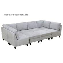 Modular Sectional Couch Set - Single Sofa Chair- Flannel - Gray