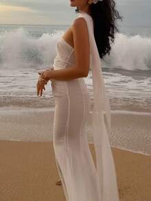 Romantic & Sensual Hollow Out Design Halter A-Line Long Maxi Dress, Graduation Dress, Party Dress, For Cocktail