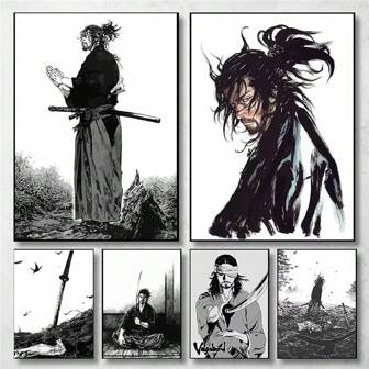 1/3PCS Vintage Japanese Anime Manga Miyamoto Musashi Vagabond Bushido Warrior Wall Arts Posters Canvas Painting Prints Picture Home Decor Optional Frame