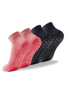 2 Pairs Deefly Women Anti-Slip Ankle Socks, Solid Color Suitable For Home, Hospital, Pregnant Women, Fitness, Pilates, Yoga