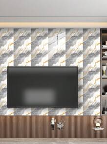 10 pegatinas adhesivas de vinilo de Salpicadero de PVC de mármol artificial autoadhesivo, pegatinas de pared autoadhesivas de corte DIY, resistentes al calor para salpicaderos de azulejos en paredes de baño y cocina, cocina, chimenea, lavadero, paredes de caravana, a prueba de agua, también para sala de estar, dormitorio y pared posterior de TV (5.9/7.87/11.8/15.7/11.4 X 22.4 pulgadas)