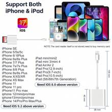 1pc Dual Slot USB-C/Lightning SD/TF Card Reader Adapter, Portable Card Reader For 16/15/14/13/12/11/XS/8/7/6/IPad, Cameras, Action Cameras