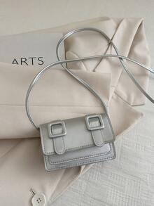 Cute Girl Macaron Shaped Mini Crossbody Shoulder Bag/Lipstick Pouch - Silver - View 5